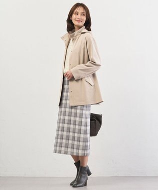 J.PRESS LADIES L 【2way】ドライツイルストレッチ フーデット アウター ベージュ系