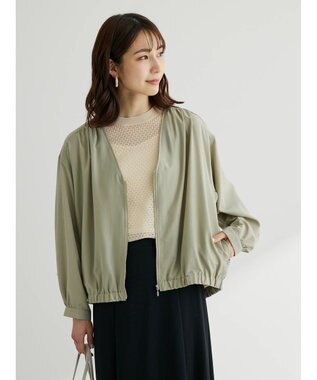 Green Parks イージーケアＶネックブルゾン Olive