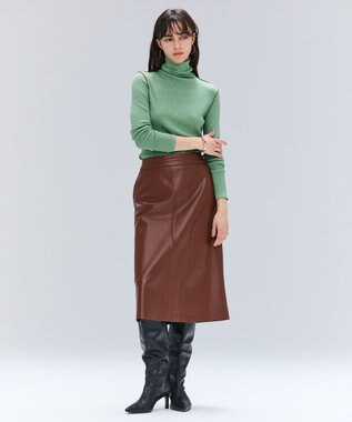 BEIGE， 【洗える・GISELe 10月号掲載】FORD / ウール配色メローハイネックカットソー Sage