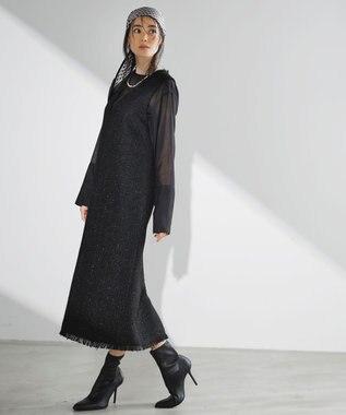 ICB L 【CLASSY.1月号掲載】スパングルツイード ジャンパースカート ブラック系