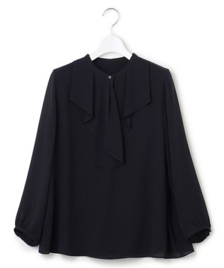 23区 L 【洗える】ジョーゼットフリル  カットソー ネイビー系