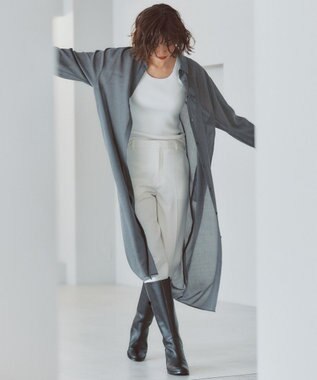 自由区 【洗える】ライトビエラシャツ ワンピース TOPグレー