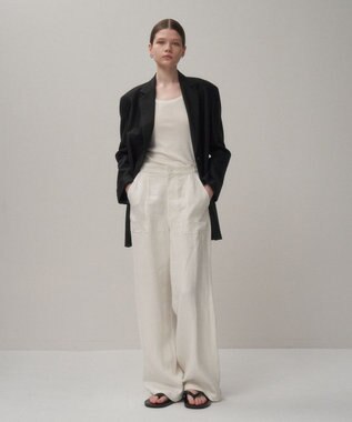 ATON LINEN TWILL | ベイカーパンツ WHITE