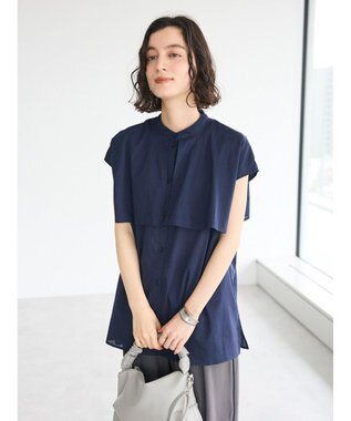 CRAFT STANDARD BOUTIQUE インド綿フリルブラウス Navy