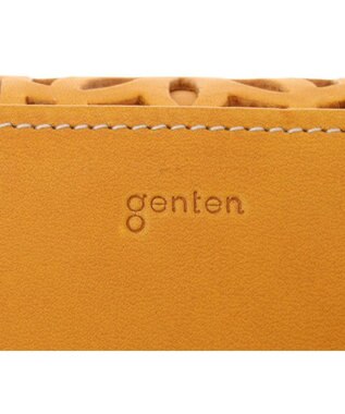 genten カットワーク フラップ長財布 イエロー