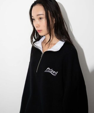 WEGO 【ユニセックス着用ITEM】ワンポイントハーフジッププルオーバー ブラック