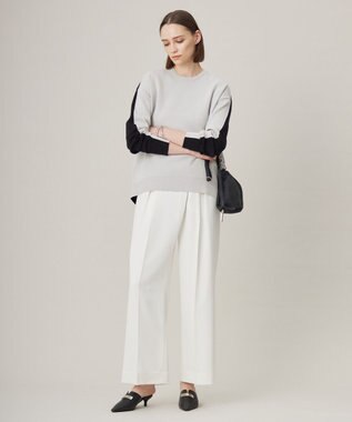 ICB 【洗える】シルフィルダブルクロス ワイドパンツ アイボリー系