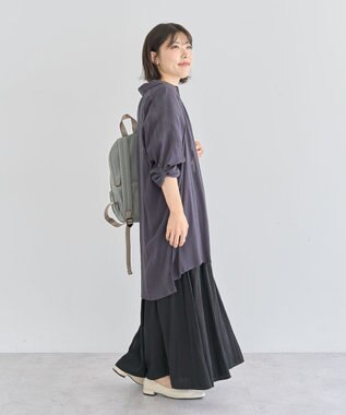 Green Parks Ｉ　ターンバック長袖レーヨンチュニック Charcoal Gray