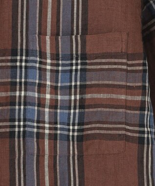 J.PRESS MEN フレンチリネンビッグチェックシャツ ブラウン系3