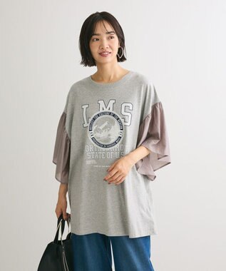 Green Parks ドッキングフレアスリーブロゴチュニック Gray Mixture