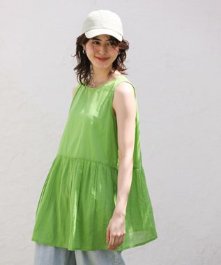 Green Parks Ｉ　ＳＥＴ２点　ギャザーシャツ＋布帛インナー Green