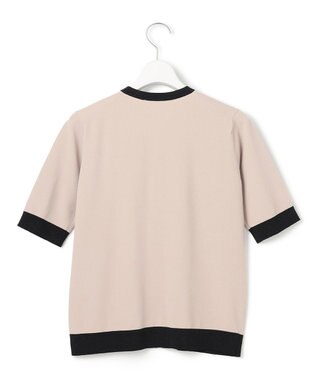 23区 S 【WEB&一部店舗限定/洗える】レーヨンポリエステルストレッチ 半袖 カーディガン ベージュ×ブラックラメ