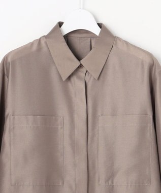 自由区 L シャイニーオーガンジーシアー シャツ カーキ