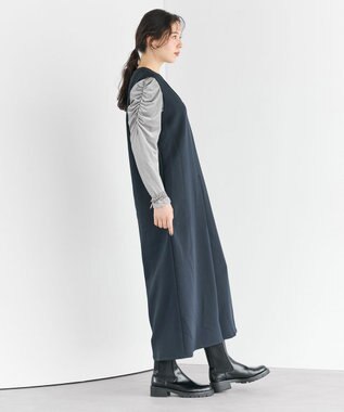 #Newans 【洗濯機可】キーネックジャンパースカート ネイビー