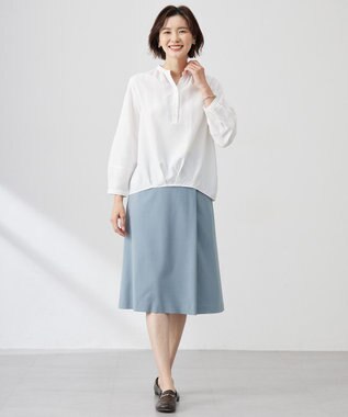 J.PRESS LADIES S 【洗える】アセVisシャドーギンガム タック ブラウス ホワイト系