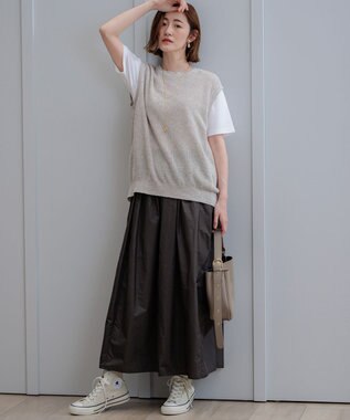 23区 S 【洗える】ナイロンコットンポプリン スカート ダークブラウン系