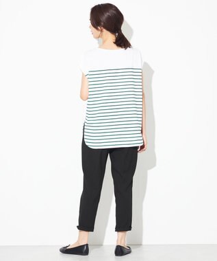 ANY 【接触冷感・UVケア】TCオーガビッツボーダー Tシャツ オフ×グリーン