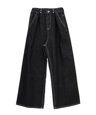 earth music&ecology タックホックデニムパンツ Black