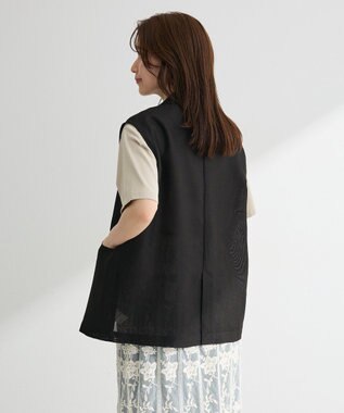 Green Parks メッシュフレンチスリーブジレ Black