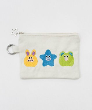 WEGO モンスター刺繍ポーチ ホワイト