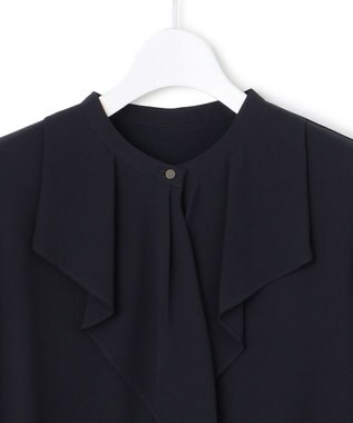 23区 L 【洗える】ジョーゼットフリル  カットソー ネイビー系