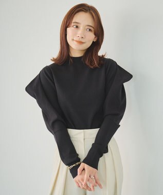 #Newans 【洗える】スクエアショルダーポイントニット ブラック