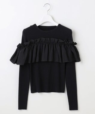 Feroux 【洗える】3way フリルニットトップス ブラック系