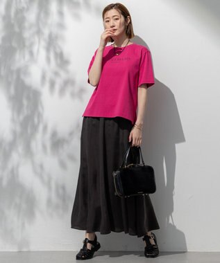 23区 【洗える】ボタニカル カラー Tシャツ フューシャピンク系