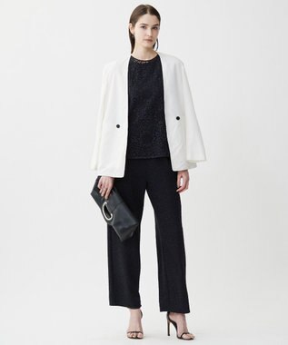 ICB L 【洗える】 ナイロンコードレース ブラウス ブラック系