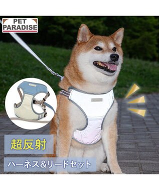 PET PARADISE ペットパラダイス 超反射 切り替え ハーネス＆リード Ｌ 《ブルーグリーン》