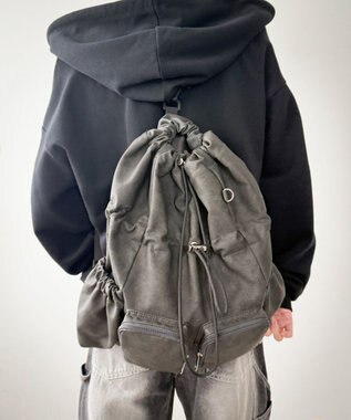 WEGO 【ユニセックス着用ITEM】2ポケットPUドロストナップサック グレー