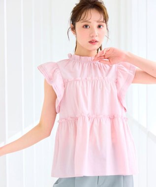 【洗える】ペプラムシルエットフリルブラウス