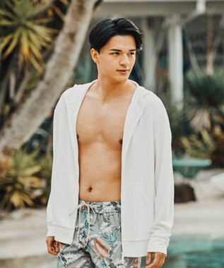 San-ai Resort（三愛水着楽園） ★新色ブルー入荷【UPF50＋】　ユニセックス　サーマルラッシュパーカー　S・M・L　【Reir（レイール）】 ホワイト