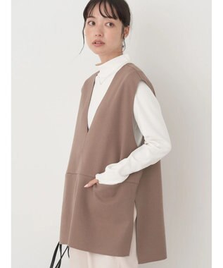 earth music&ecology ＳＥＴ２点圧縮風ポンチベスト＋リブタートル Mocha