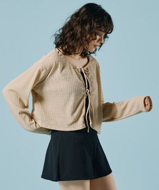 San-ai Resort（三愛水着楽園） 【WEB限定】ニットレーストップス付き4点セット水着 ベージュ