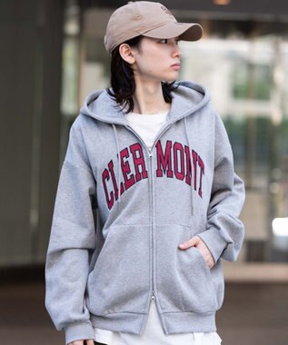 WEGO 【25年秋冬新作/ユニセックス着用ITEM/SMLサイズ展開】グラフィックロゴダブルZIPパーカー 杢グレー