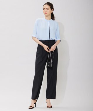 ICB L 【接触冷感・速乾・洗える】T.R.Liプレーンウィーブ ストレートパンツ ブラック系