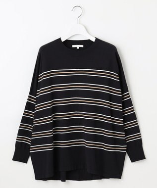 自由区 L 【WEB限定カラーあり】レーヨンストレッチ ニットT [新色]ネイビーボーダー