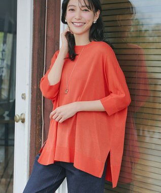 Tiaclasse 【新色追加】サラサラUVシアーニットドルマントップス オレンジ