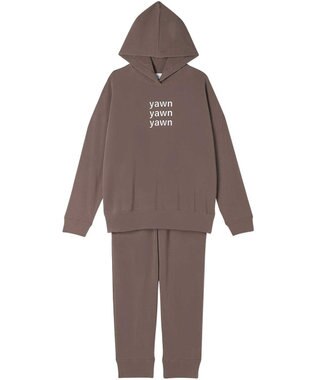une nana cool 【綿混】あくびのお嬢さんの裏毛フーディーパジャマ ブラウン
