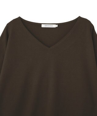 AMERICAN HOLIC Vネック裾異素材ポンチプルオーバー Brown