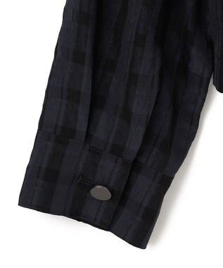 ICB L シアーチェックジャカード クロップドジャケット ネイビー×ブラック系