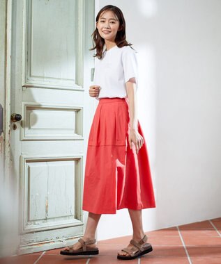 J.PRESS LADIES 【WEB限定カラーあり・洗える】ライトタフタ フレアー スカート オレンジ系