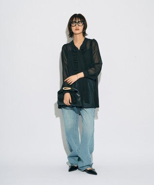 YECCA VECCA 【archive】フリルボウタイブラウス Black