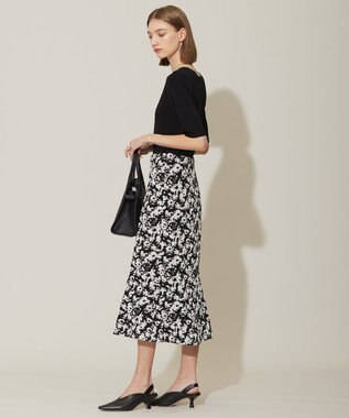 ICB 【洗える】 PEハイゲージJQ ニットスカート ブラック×オフホワイト系