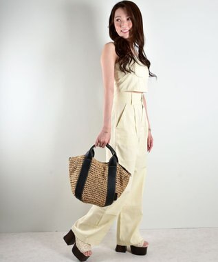 LA BAGAGERIE 【maison vert】 【ペーパー素材・多収納】ラウンド2WAYかごバッグ ブラック