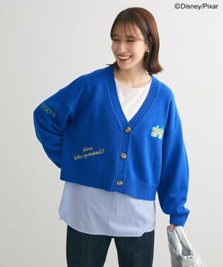 Green Parks トイストーリー／ワッペンショート丈カーディガン Blue