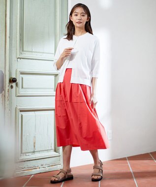 J.PRESS LADIES 【WEB限定カラーあり・洗える】ライトタフタ フレアー スカート オレンジ系