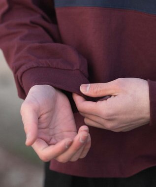 WEGO 【ユニセックス着用ITEM】ステッチロゴラガーシャツ ワイン