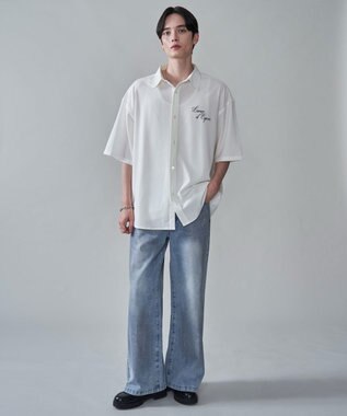 WEGO アムンゼンフォトプリントBIGシャツ（SS） ホワイト